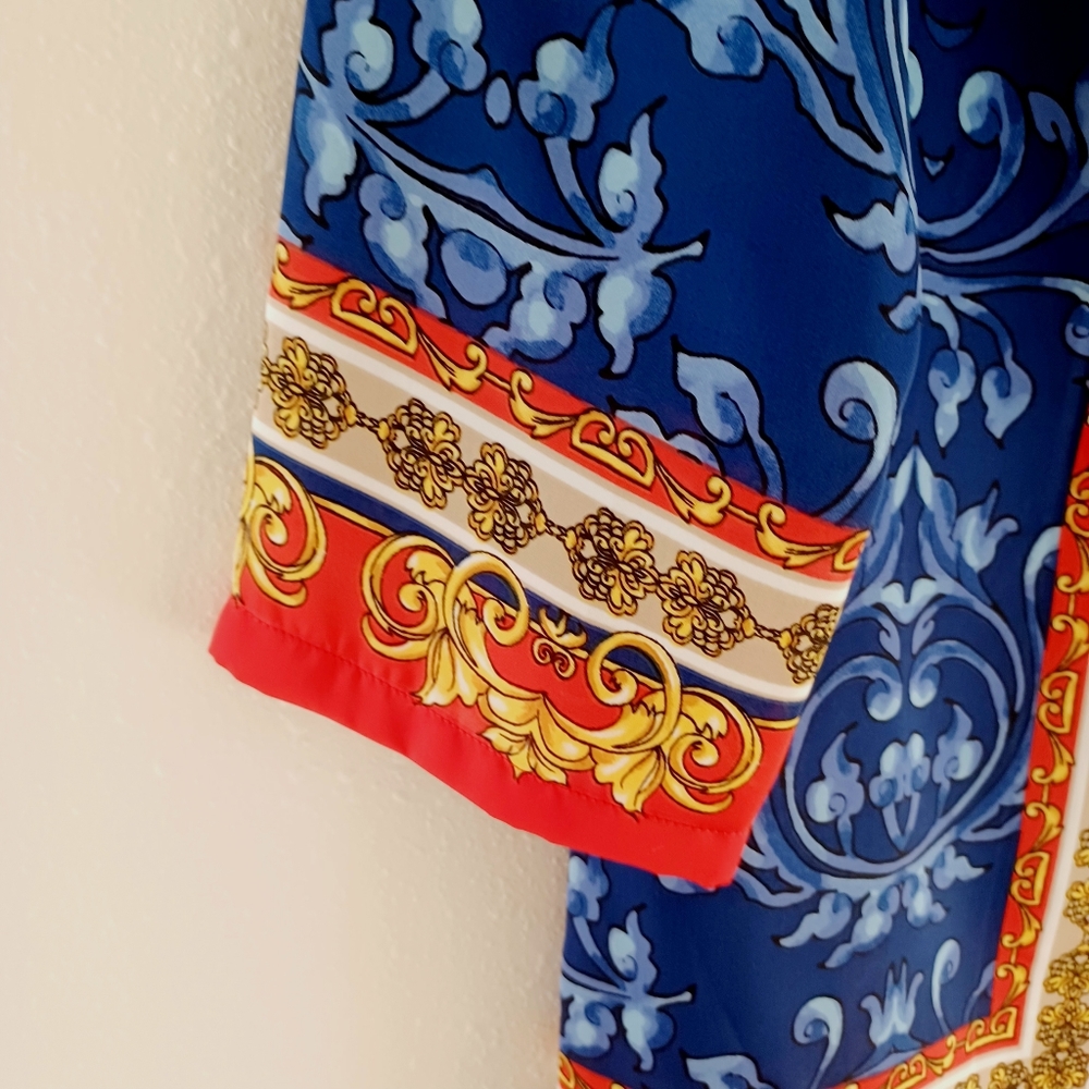 CACHE Blue & Red Blouse with Chains, size S - Picture 7 of 16